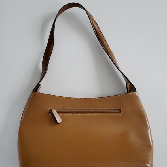 Y2K Patchwork Handbag Faux Leather Tan Black Brown Retro Revival Colourblock - Picture 5 of 9